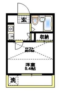 ルミエール横浜(1K/2階)の間取り写真