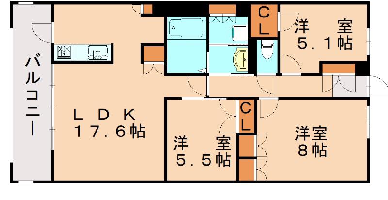 NUDGEONE.照葉(3LDK/8階)の間取り写真