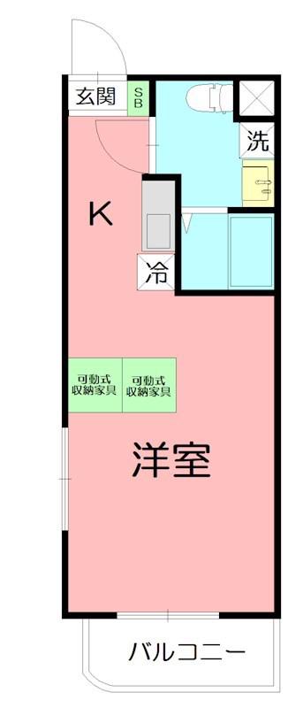 プレイズレイ(1K/1階)の間取り写真