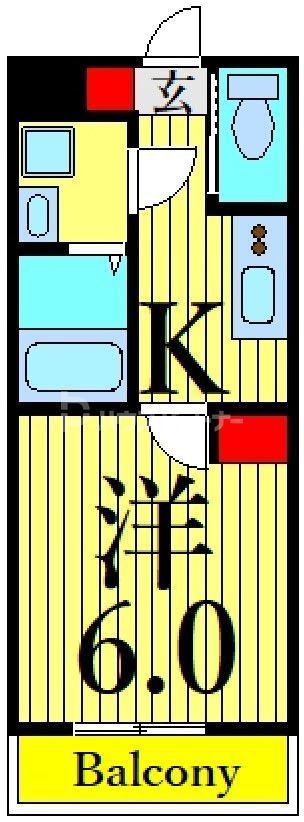 ハイブリッジ東日暮里(1K/3階)の間取り写真
