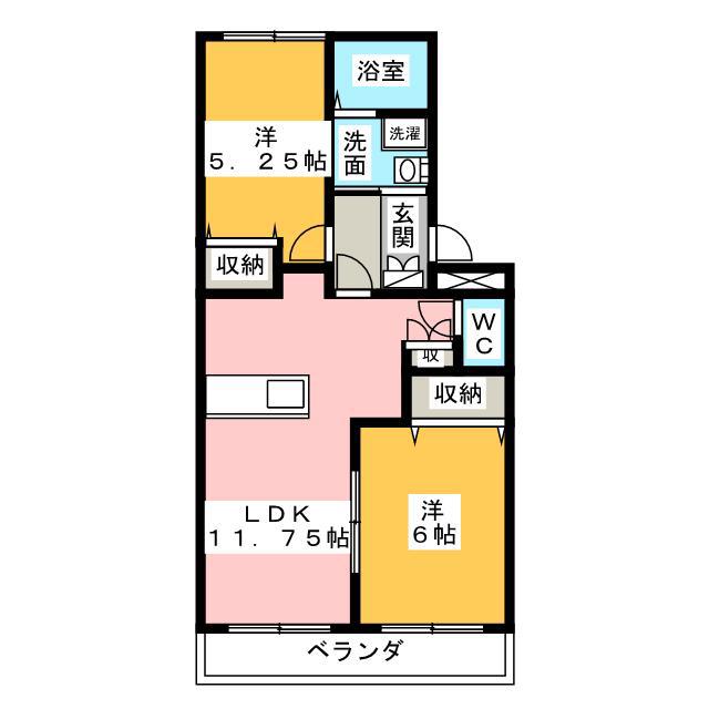 グローリアスM・T・K(2LDK/1階)の間取り写真