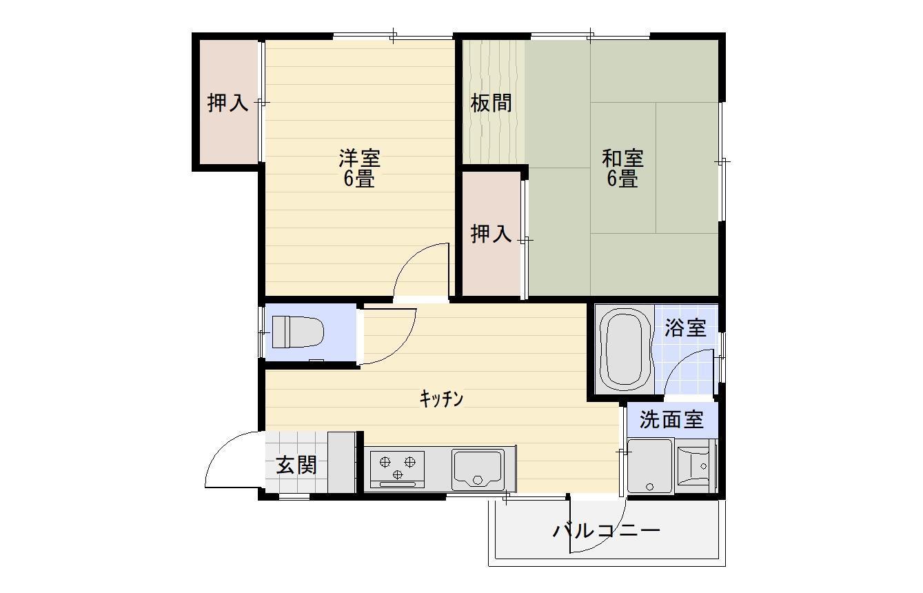 コーポゆき(2DK/2階)の間取り写真