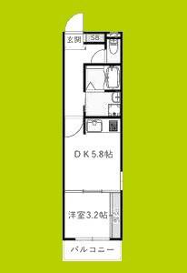 SMITH堺(1DK/3階)の間取り写真