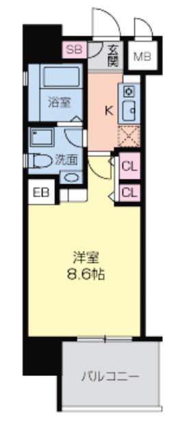 グラマシー京橋(1K/6階)の間取り写真