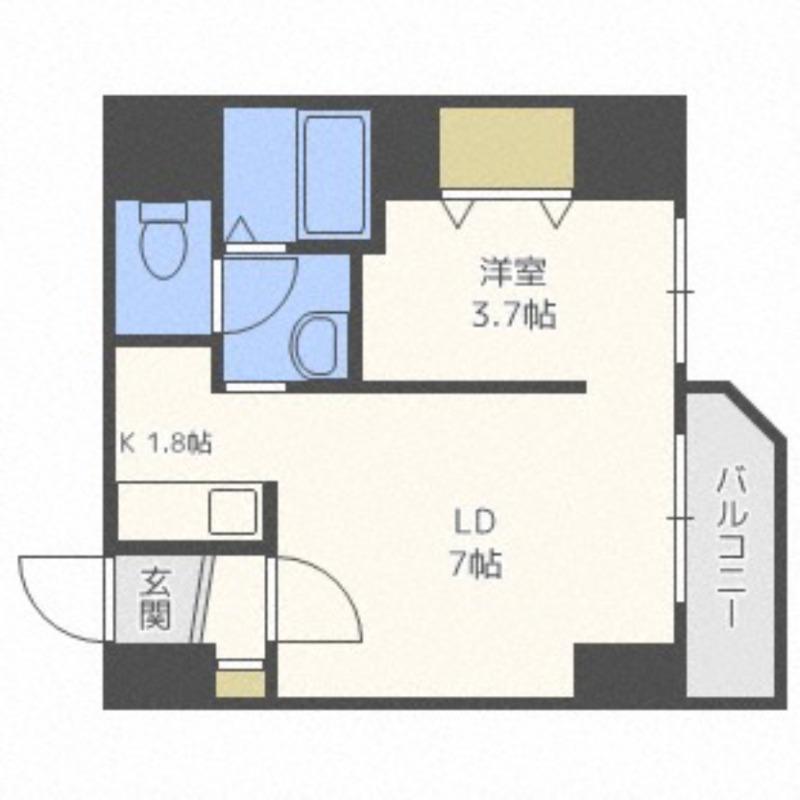 レジデンスタワー札幌(1LDK/2階)の間取り写真