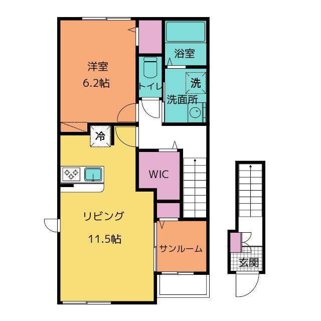 ヤパンサラゲヨ(1LDK/2階)の間取り写真