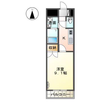 グランディール(1K/2階)の間取り写真