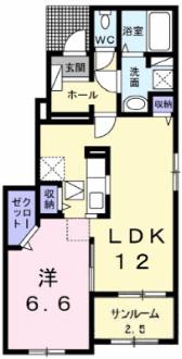 Nゲート IX(1LDK/1階)の間取り写真