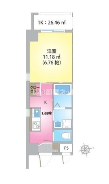 ライズ・タイパナ(1K/2階)の間取り写真