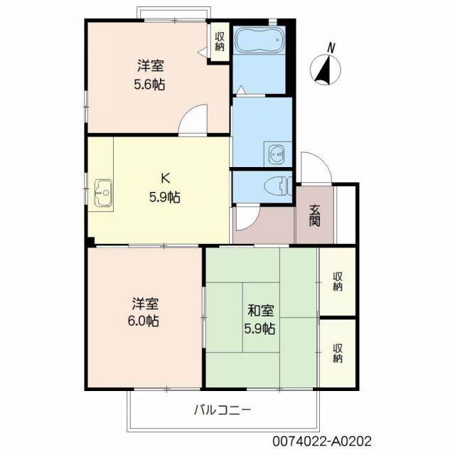ファミールJ I棟(3K/2階)の間取り写真