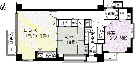 アロージュ山中湖B棟(2LDK/3階)の間取り写真