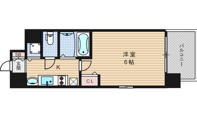 プレサンス難波元町(1K/10階)の間取り写真