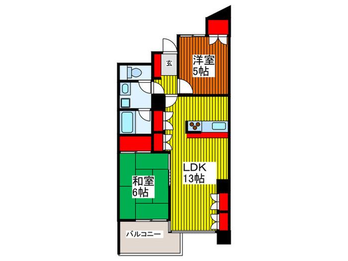クレール川口(2LDK/6階)の間取り写真