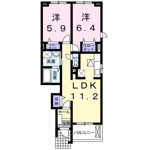 シーライト(2LDK/1階)の間取り写真