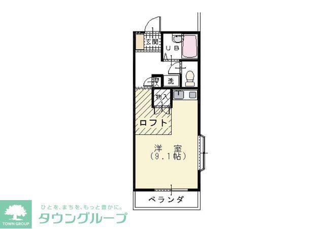 メゾネットアウル(ワンルーム/2階)の間取り写真