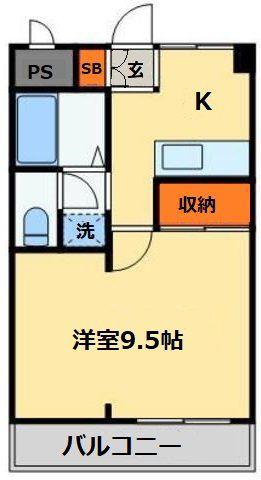 ハイツ新松戸(1K/3階)の間取り写真