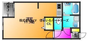 レアルノアール(ワンルーム/2階)の間取り写真