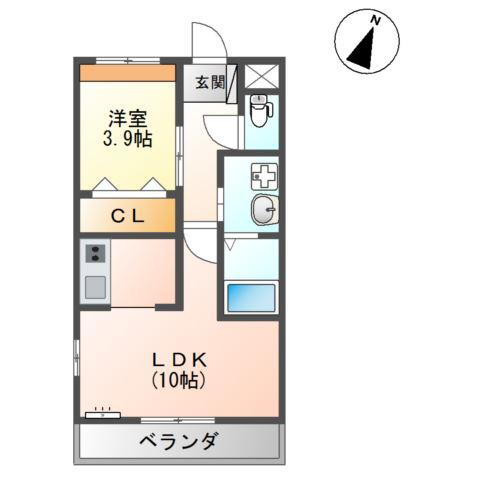 ココアンジュ(1LDK/2階)の間取り写真