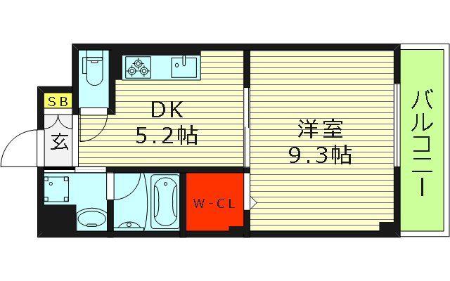 ウエストサイドリバーIII(1DK/1階)の間取り写真
