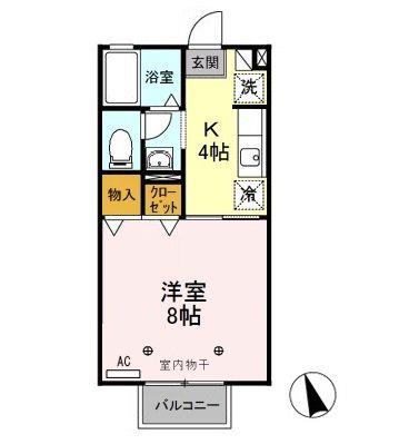 ソレイユ(1K/2階)の間取り写真