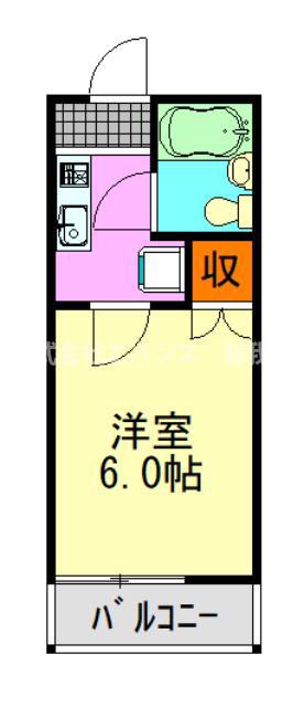 アインス矢作(1K/2階)の間取り写真