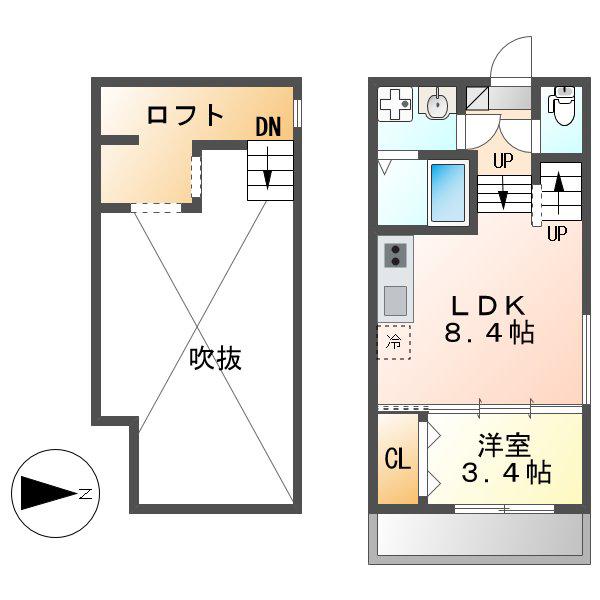 PARK SIDE吹上(1LDK/1階)の間取り写真