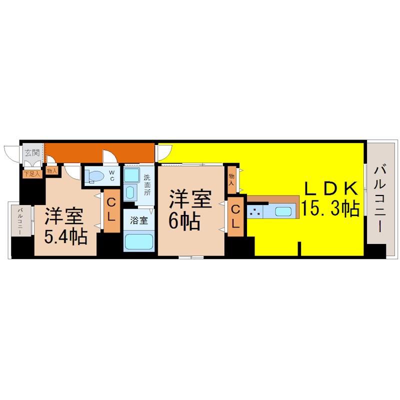 NR金山(2LDK/3階)の間取り写真