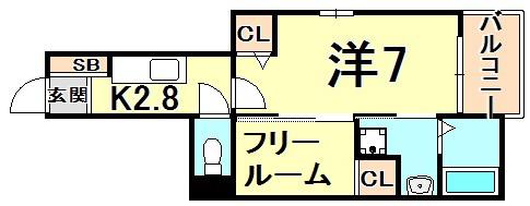 サニーフラット 伊丹(1SK/1階)の間取り写真