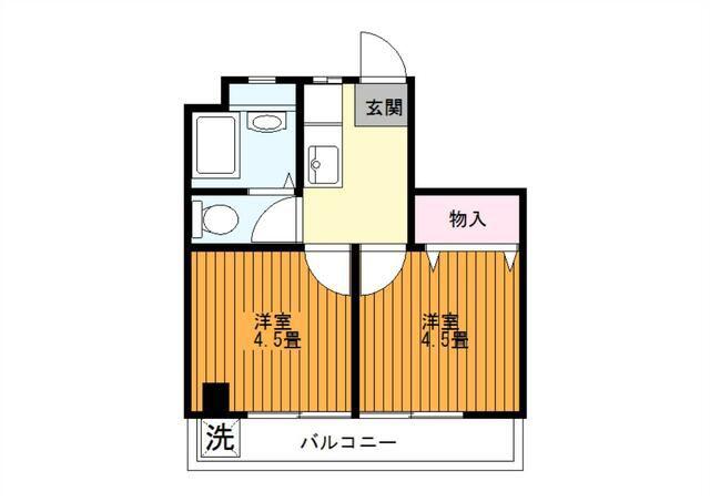 蓮芽ビル(2K/3階)の間取り写真