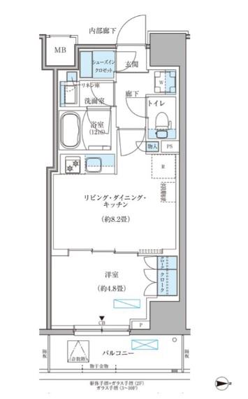 パークアクシス住吉ガーデンスクエア(1LDK/10階)の間取り写真