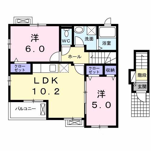 モリペトラI(2LDK/2階)の間取り写真