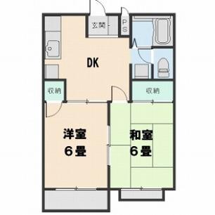 ニューシティーF(2DK/1階)の間取り写真