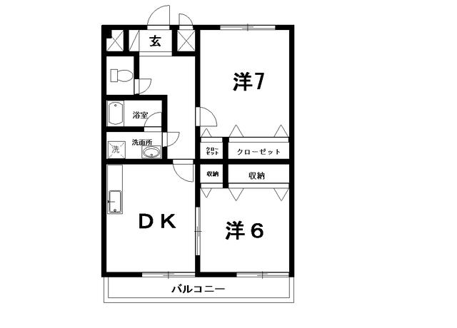 高そねマンション(2DK/2階)の間取り写真