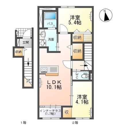 トータスV(2LDK/2階)の間取り写真