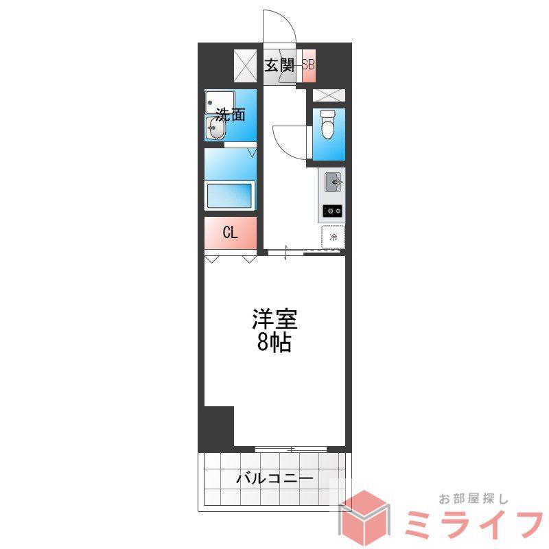 ブランドール南巽(1K/4階)の間取り写真