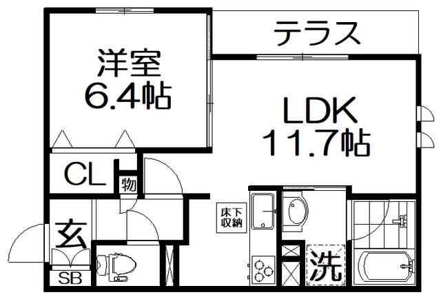 SHAMAISON CORE(1LDK/1階)の間取り写真
