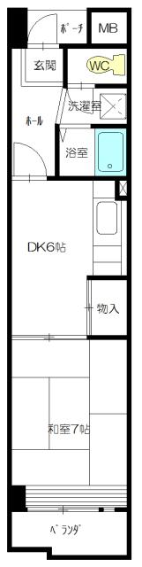 アーバンドエル杁中(1DK/3階)の間取り写真