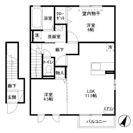 ヴェラハイツ神明(2LDK/2階)の間取り写真