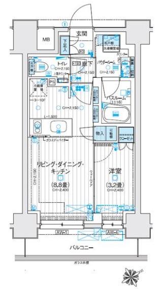 デュオステージ海老名Ⅱ(1LDK/11階)の間取り写真