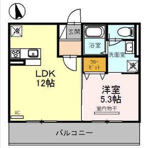 カンフリエ イースト(1LDK/2階)の間取り写真