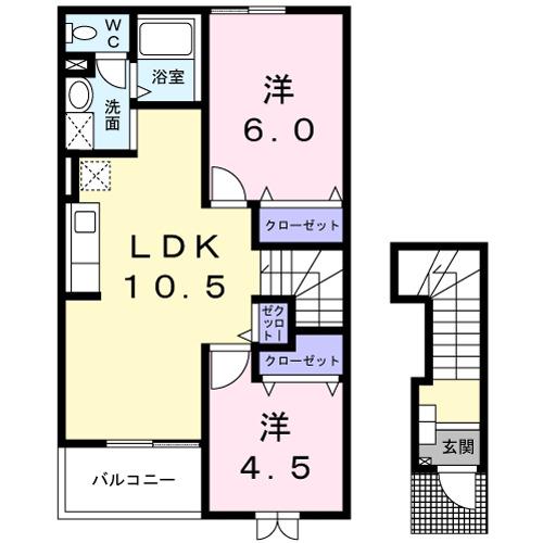 フォレスト グリーン(2LDK/2階)の間取り写真