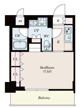 S-RESIDENCE木場FLUSPARK(1K/3階)の間取り写真