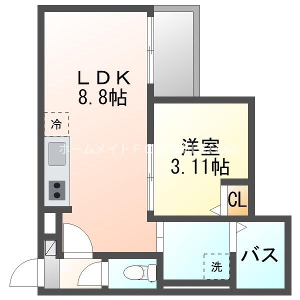 JACK HIGASHIMATSUYAMAI(1LDK/3階)の間取り写真