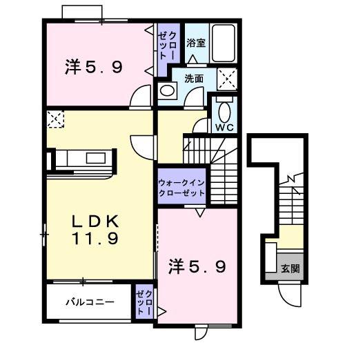 J-WINDY(2LDK/2階)の間取り写真