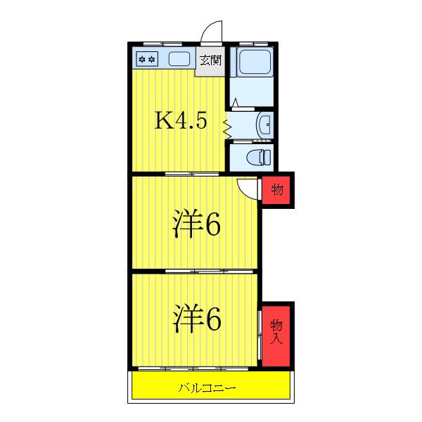 第二神明ハイツ(2K/2階)の間取り写真