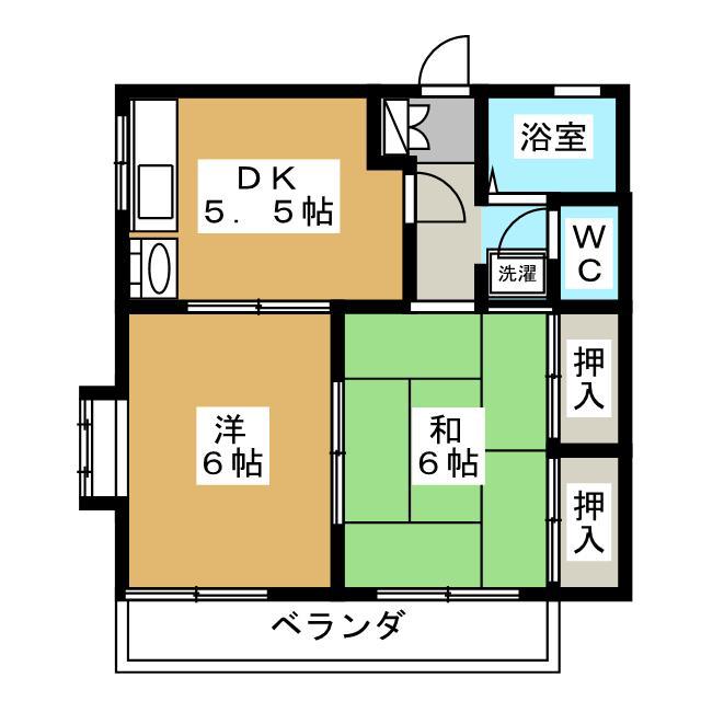 ソシアル森(2DK/2階)の間取り写真