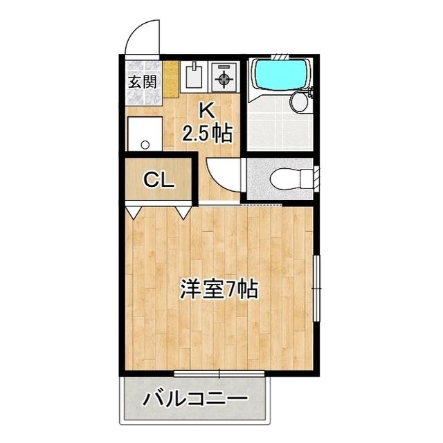 レインボー瀬名川I(1K/2階)の間取り写真