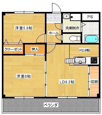 エボルシオン(2LDK/3階)の間取り写真