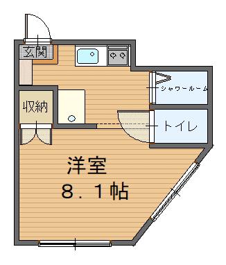花丘ヒルズ(ワンルーム/2階)の間取り写真