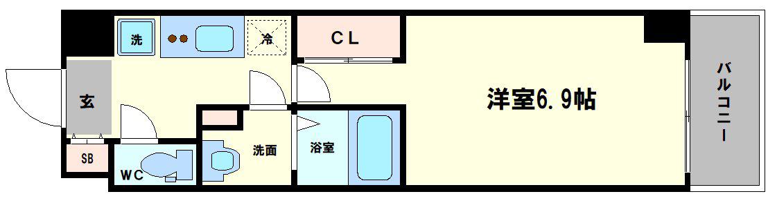 ヒルズパークサイド(1K/7階)の間取り写真